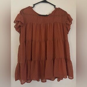 Women's Rust Ruffle Top